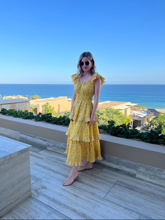 Cleobella Dresses & Skirts - Cleobella Yellow Tiered Ruffle Midi Dress Boho Cottagecore Size XS